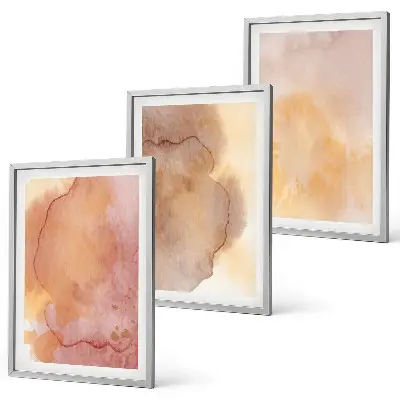Set de 3 cuadros para salón con diseño de texturas cálidas y coloridas en acuarela