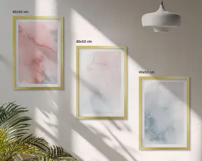 Juego de 3 cuadros acuarelas sobre lienzo en tonos pastel