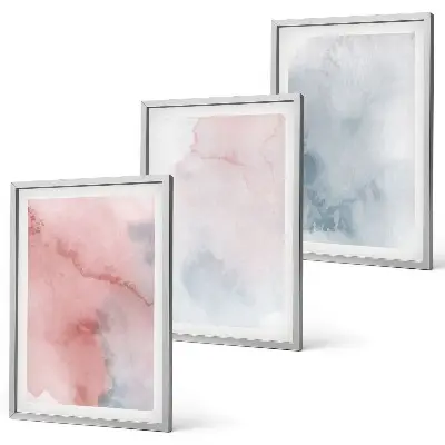 Juego de 3 cuadros acuarelas sobre lienzo en tonos pastel