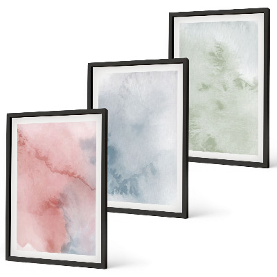 Set de 3 cuadros para salón Estructuras de acuarela pastel