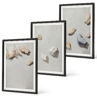 Juego de 3 cuadros Decoraciones de playa con piedras de estilo bohemio