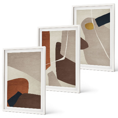 Set de 3 cuadros para salón Pintura abstracta bohemia