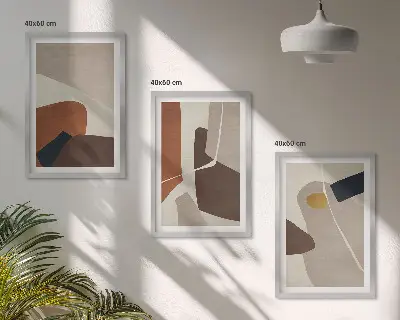 Set de 3 cuadros abstractos bohemios decoración para salón