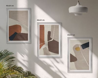 Set de 3 cuadros para salón Pintura abstracta bohemia