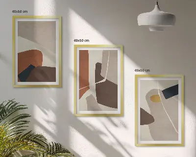 Set de 3 cuadros abstractos bohemios decoración para salón