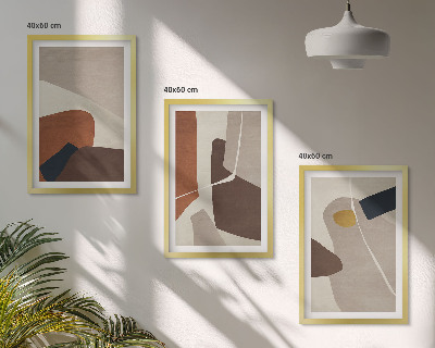 Set de 3 cuadros para salón Pintura abstracta bohemia