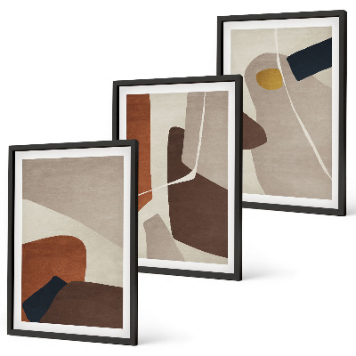 Set de 3 cuadros para salón Pintura abstracta bohemia