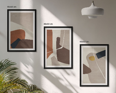 Set de 3 cuadros para salón Pintura abstracta bohemia