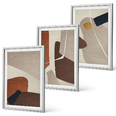 Set de 3 cuadros para salón Pintura abstracta bohemia