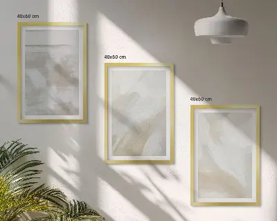 Juego de 3 cuadros con diseño de pinceladas abstractas
