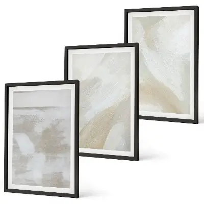 Juego de 3 cuadros con diseño de pinceladas abstractas