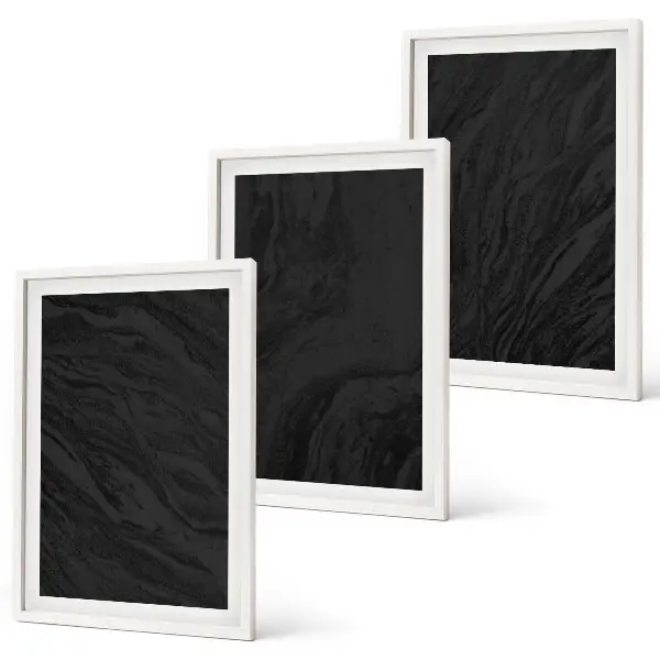 Set de 3 cuadros para salón con diseño de texturas de mármol oscuro