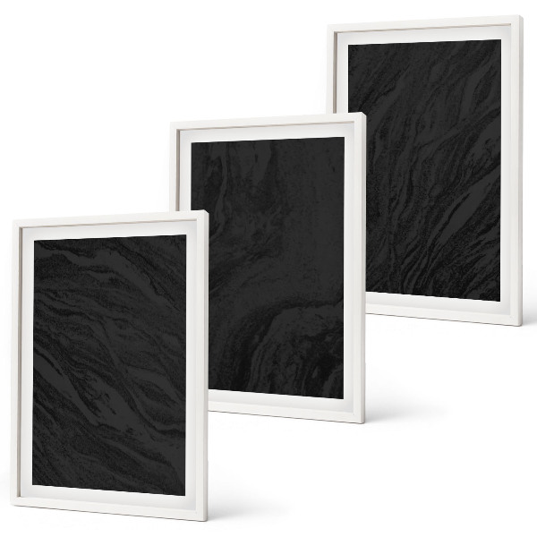 Set de 3 cuadros para salón Texturas elegantes de mármol oscuro
