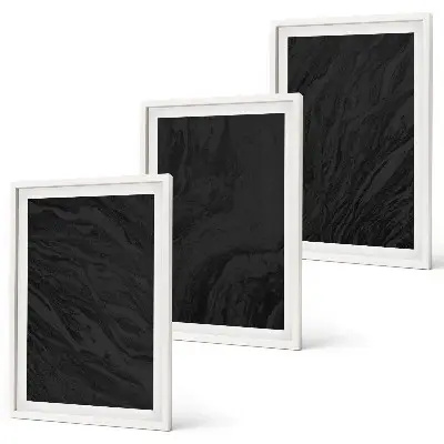 Set de 3 cuadros para salón con diseño de texturas de mármol oscuro