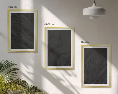 Set de 3 cuadros para salón con diseño de texturas de mármol oscuro
