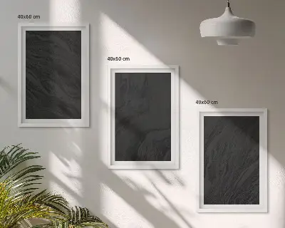 Set de 3 cuadros para salón con diseño de texturas de mármol oscuro