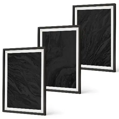 Set de 3 cuadros para salón con diseño de texturas de mármol oscuro