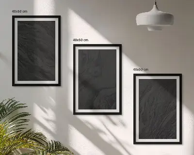 Set de 3 cuadros para salón con diseño de texturas de mármol oscuro