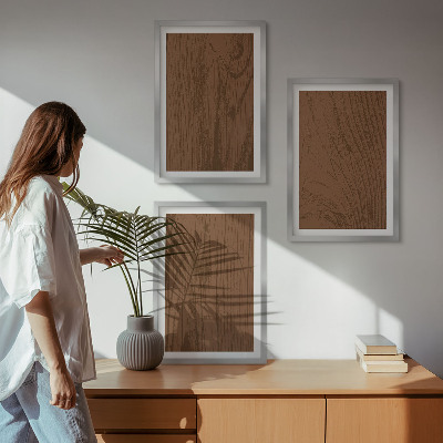 Set de 3 cuadros para salón Textura de madera corteza minimalismo