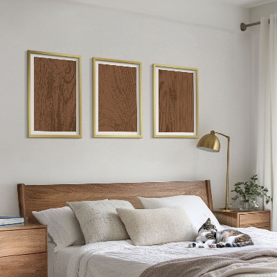 Set de 3 cuadros para salón Textura de madera corteza minimalismo