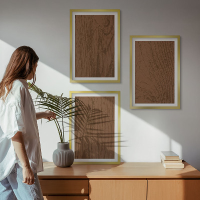 Set de 3 cuadros para salón Textura de madera corteza minimalismo