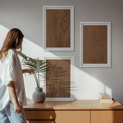 Set de 3 cuadros para salón Textura de madera corteza minimalismo