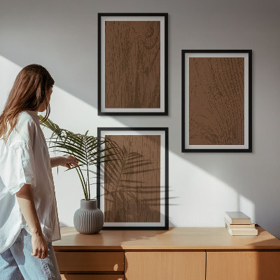 Set de 3 cuadros para salón Textura de madera corteza minimalismo
