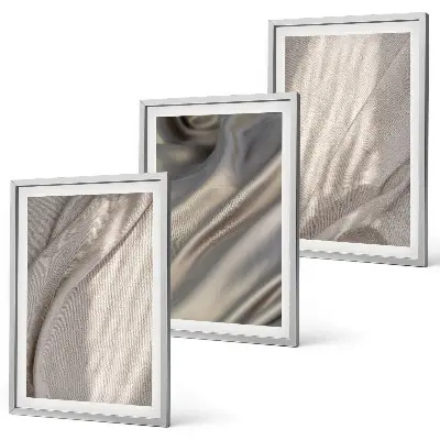 Juego de 3 cuadros con telas bohemias naturales en primer plano