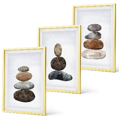 Set de 3 cuadros para salón piedras bohemias minimalistas