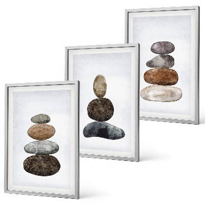 Set de 3 cuadros para salón piedras bohemias minimalistas