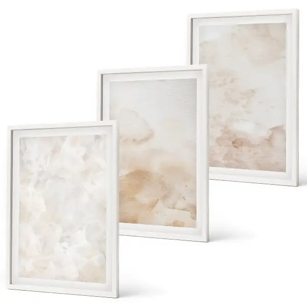 Set de 3 cuadros para salón con diseño de texturas en tonos pastel