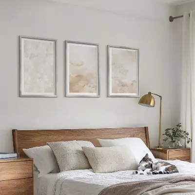 Set de 3 cuadros para salón con diseño de texturas en tonos pastel