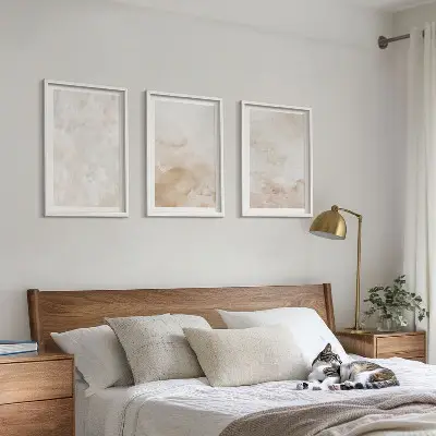 Set de 3 cuadros para salón con diseño de texturas en tonos pastel