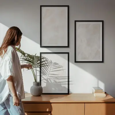 Juego de 3 cuadros con diseño de estructura de mármol elegante