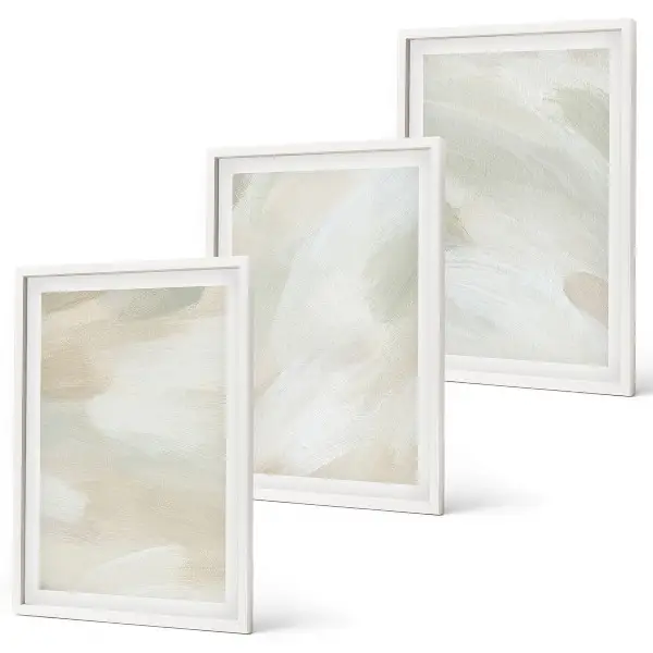 Set de 3 cuadros para salón con diseño de pinturas brillantes en estilo boho abstracto