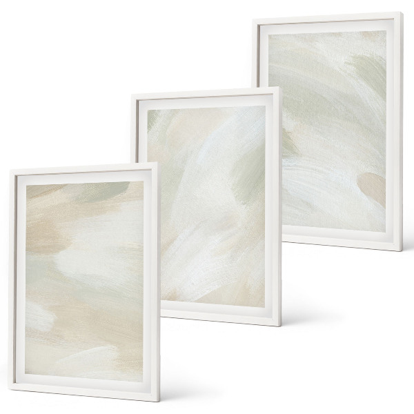 Set de 3 cuadros para salón Pinturas brillantes, estilo boho abstracto