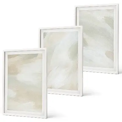 Set de 3 cuadros para salón con diseño de pinturas brillantes en estilo boho abstracto