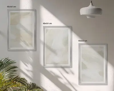 Set de 3 cuadros para salón con diseño de pinturas brillantes en estilo boho abstracto