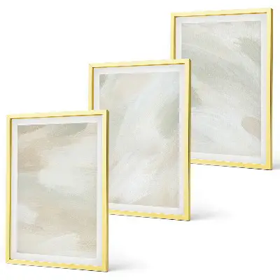 Set de 3 cuadros para salón con diseño de pinturas brillantes en estilo boho abstracto