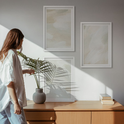 Set de 3 cuadros para salón Pinturas brillantes, estilo boho abstracto