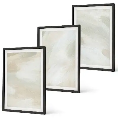 Set de 3 cuadros para salón con diseño de pinturas brillantes en estilo boho abstracto