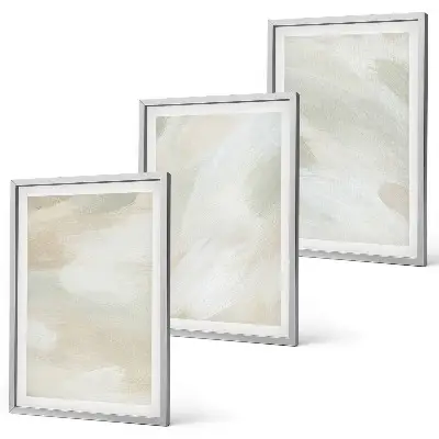 Set de 3 cuadros para salón con diseño de pinturas brillantes en estilo boho abstracto