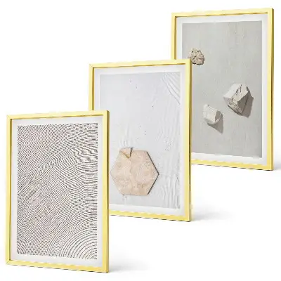 Juego de 3 cuadros con diseño de texturas de arena estilo boho