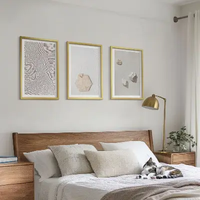 Juego de 3 cuadros con diseño de texturas de arena estilo boho