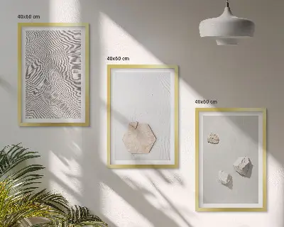 Juego de 3 cuadros con diseño de texturas de arena estilo boho