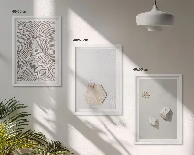 Juego de 3 cuadros con diseño de texturas de arena estilo boho