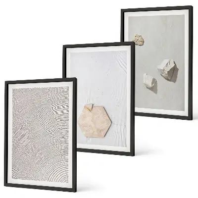 Juego de 3 cuadros con diseño de texturas de arena estilo boho