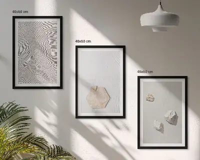Juego de 3 cuadros con diseño de texturas de arena estilo boho