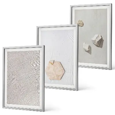 Juego de 3 cuadros con diseño de texturas de arena estilo boho