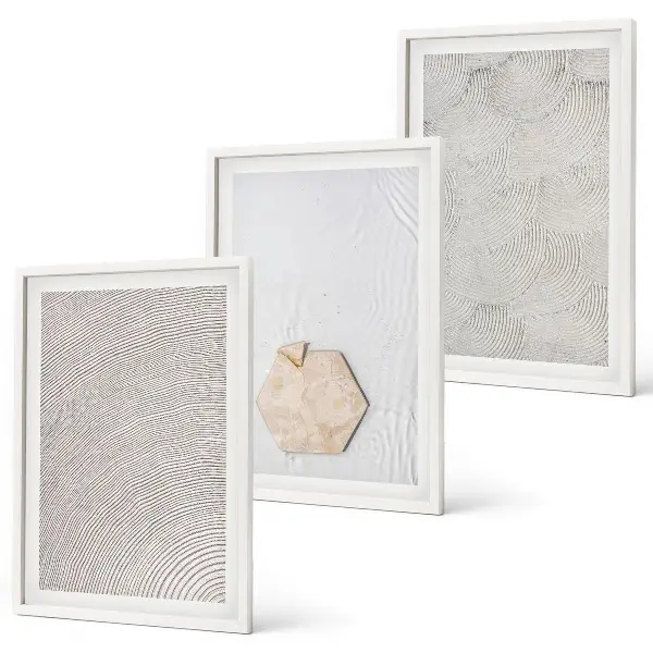 Set de 3 cuadros para salón con diseño de texturas de arena estilo boho
